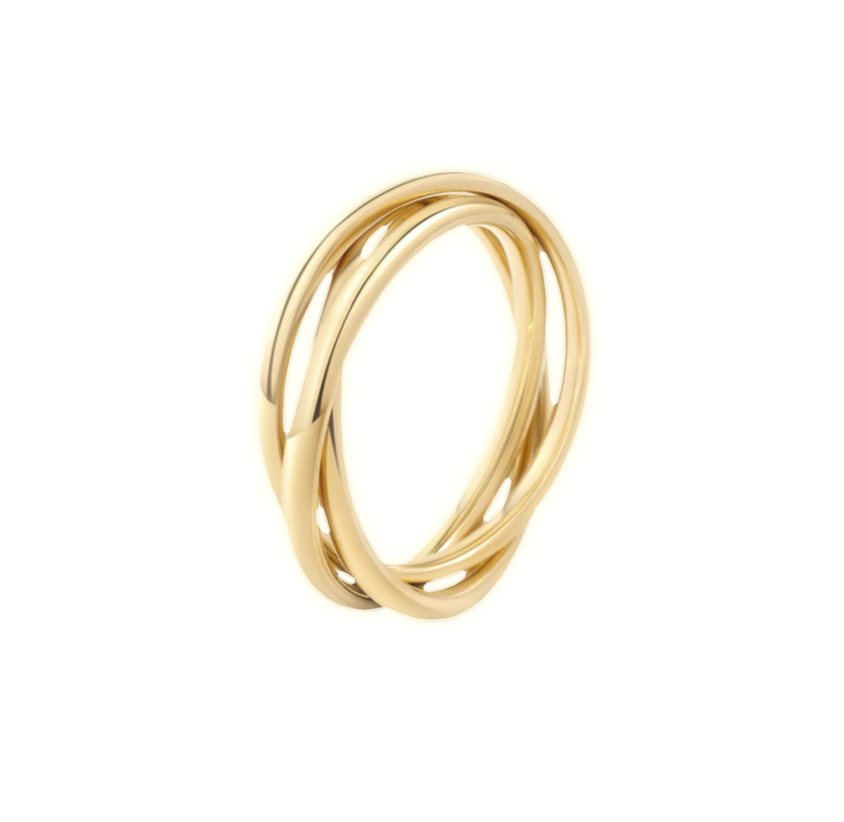 Gold ring with three interlocking loops