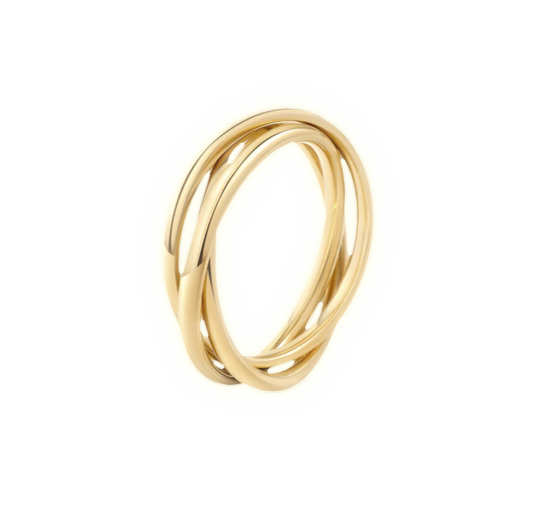 Gold ring with three interlocking loops