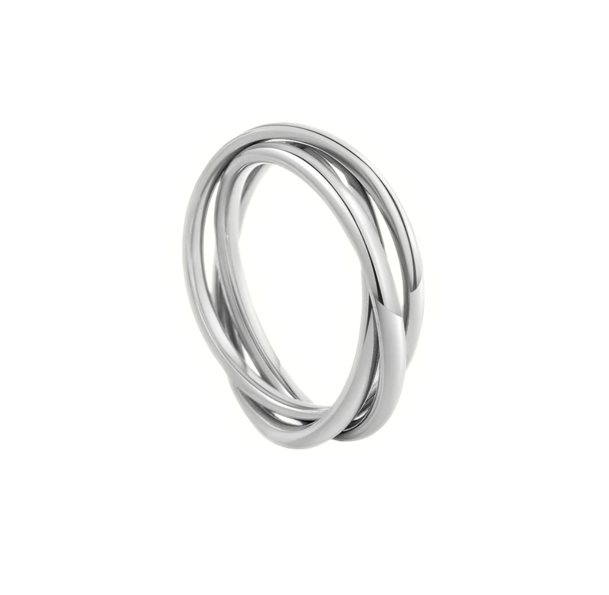 Silver ring with three interlocking loops